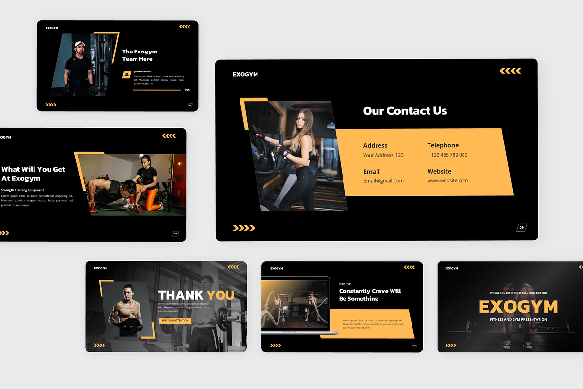 Exogym Fitness And Gym Google Slide, a Presentation Template by SquidPixey (Photo 6 of 6)
