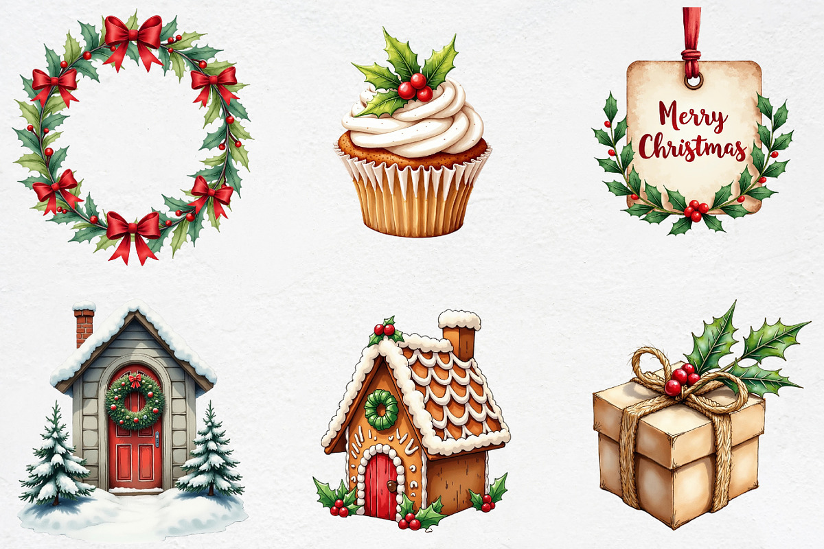 Christmas Holly Clipart Bundle, an Illustration by CrexoraLab (Photo 2 of 5)