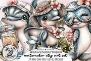 Whimsical Summer Dolphins Clipart, an Illustration by SVGArt (Thumbnail 1 of 9)