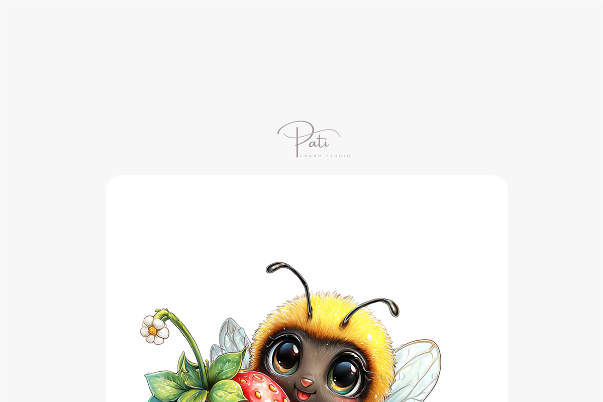 100 Cute Baby Bee PNG Cliparts, an Animal Illustration by Pati Charm Studio (Photo 7 of 9)