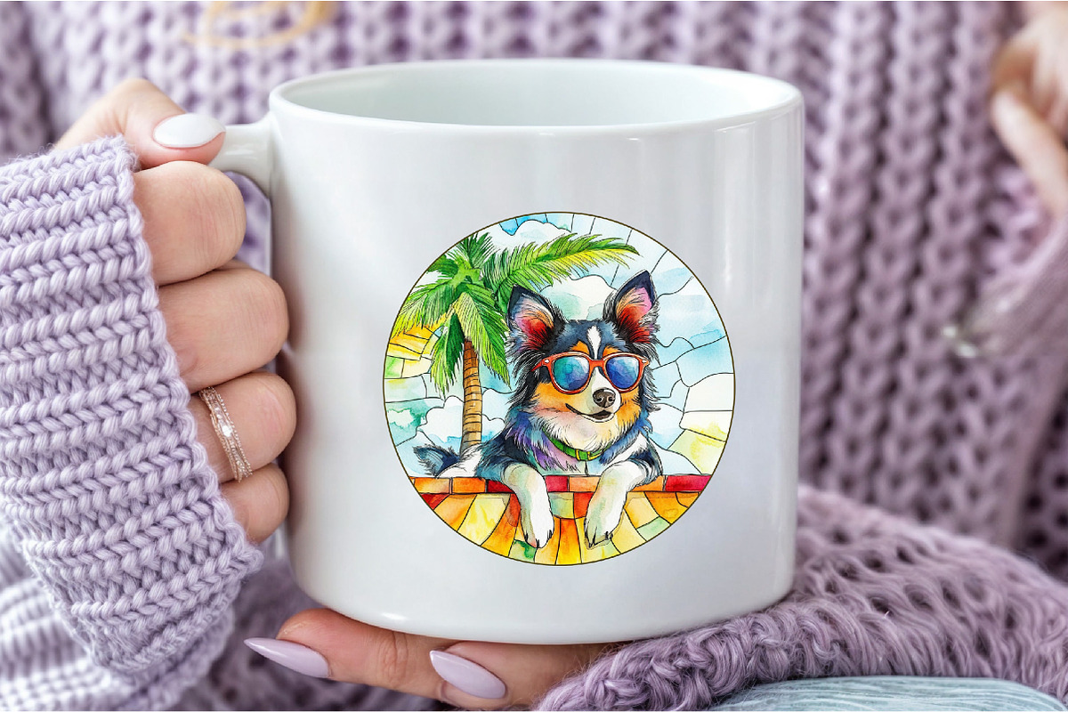 Round Stained Glass Summer Clipart, an Illustration by DreamCafeArt (Photo 6 of 7)