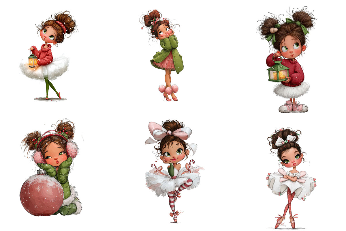 Christmas girl clipart, an Illustration by CreationArt (Photo 4 of 5)