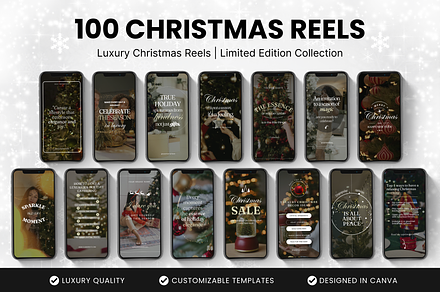 100 Luxury Christmas Reels Templates, a Social Media Template by DigiPax