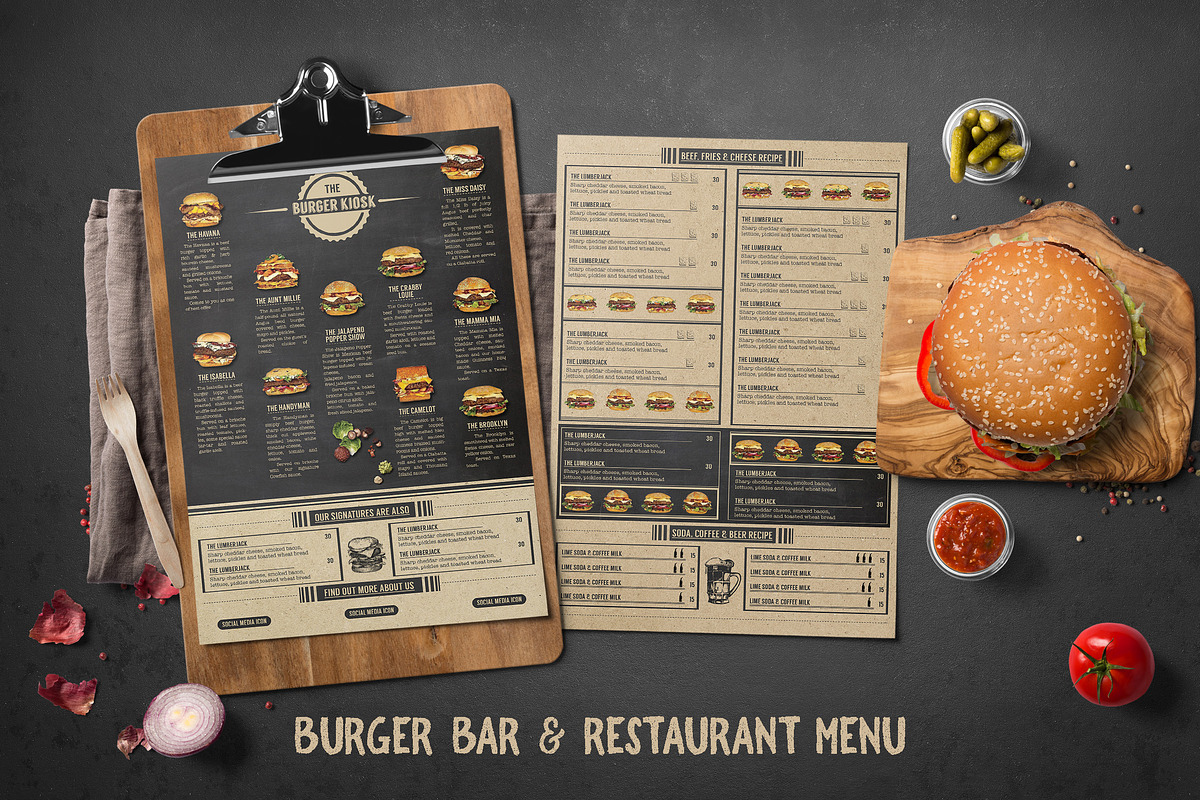 Burger Bar & Restaurant Menu, a Flyer Template by BlueRobinStudio (Photo 1 of 2)