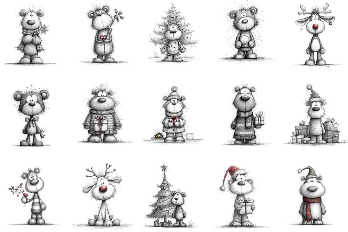 Christmas Teddy Bear Clipart, an Illustration by Designking (Photo 2 of 5)