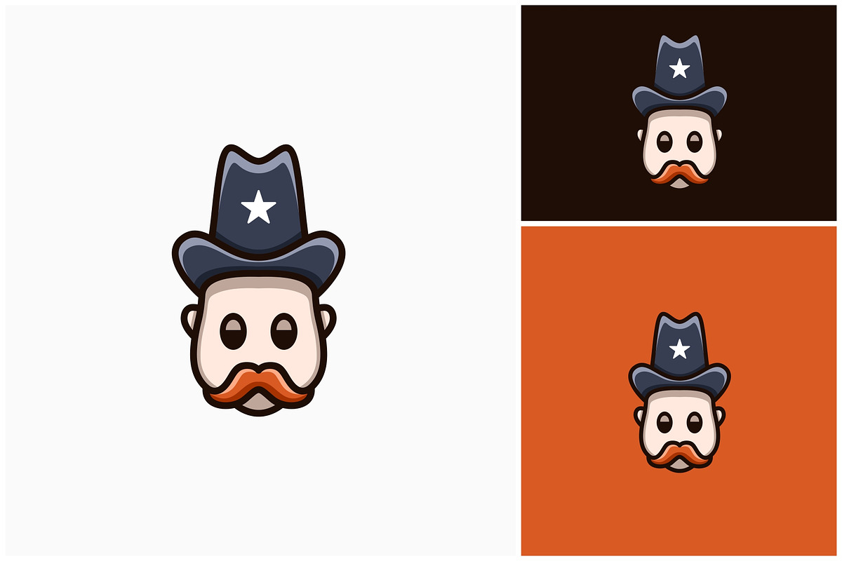 Bored Mustache Man Sheriff Logo, a Branding & Logo Template by ika trisiana