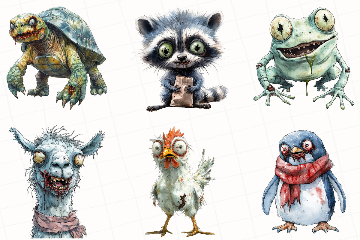 Funny Quirky Zombie Animals Clipart, an Illustration by OK Design (Photo 2 of 5)