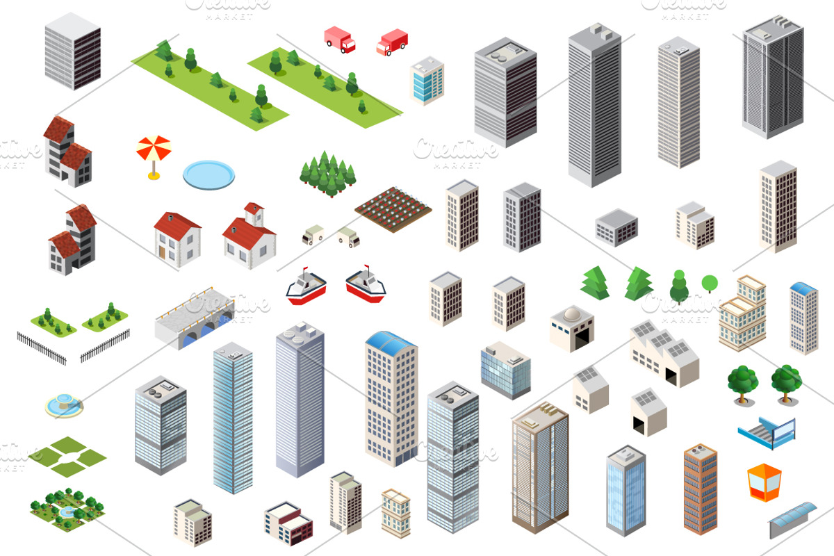 Bundle isometric city, a Work Illustration by AlexZeL (Photo 3 of 15)