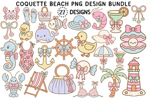 Coquette Beach PNG Design Bundle, an Illustration by Creative Art