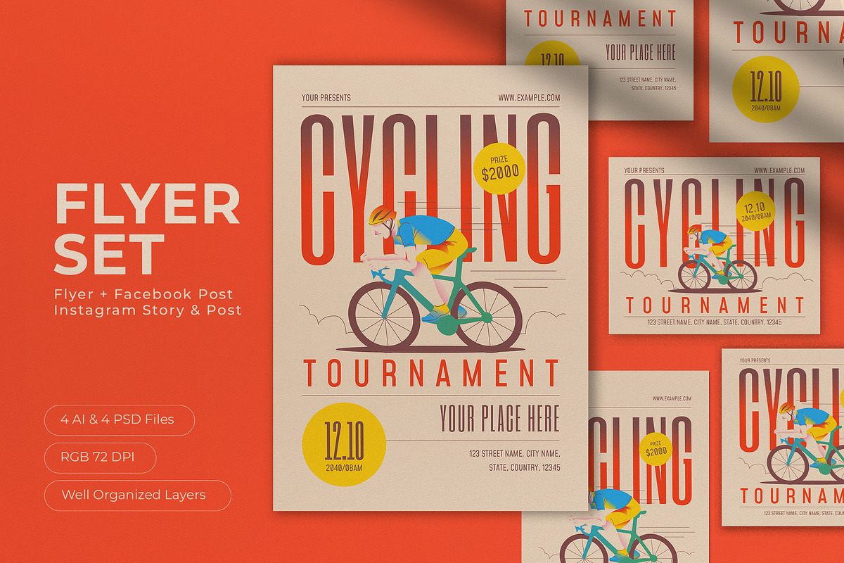 Gradient Cycle Tournament Flyer Set, a Flyer Template by graphicook