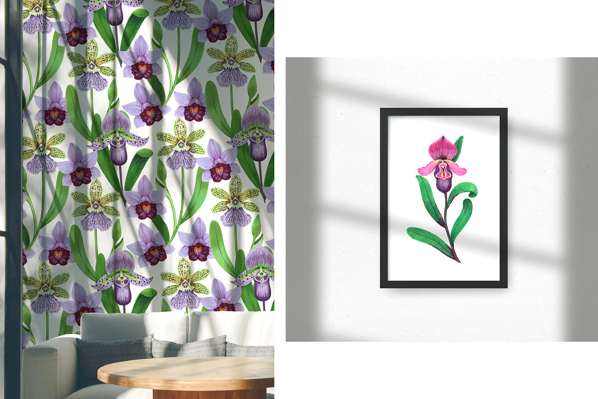 Crazy orchids. Vector patterns., a Pattern Graphic by Robusta (Photo 2 of 17)