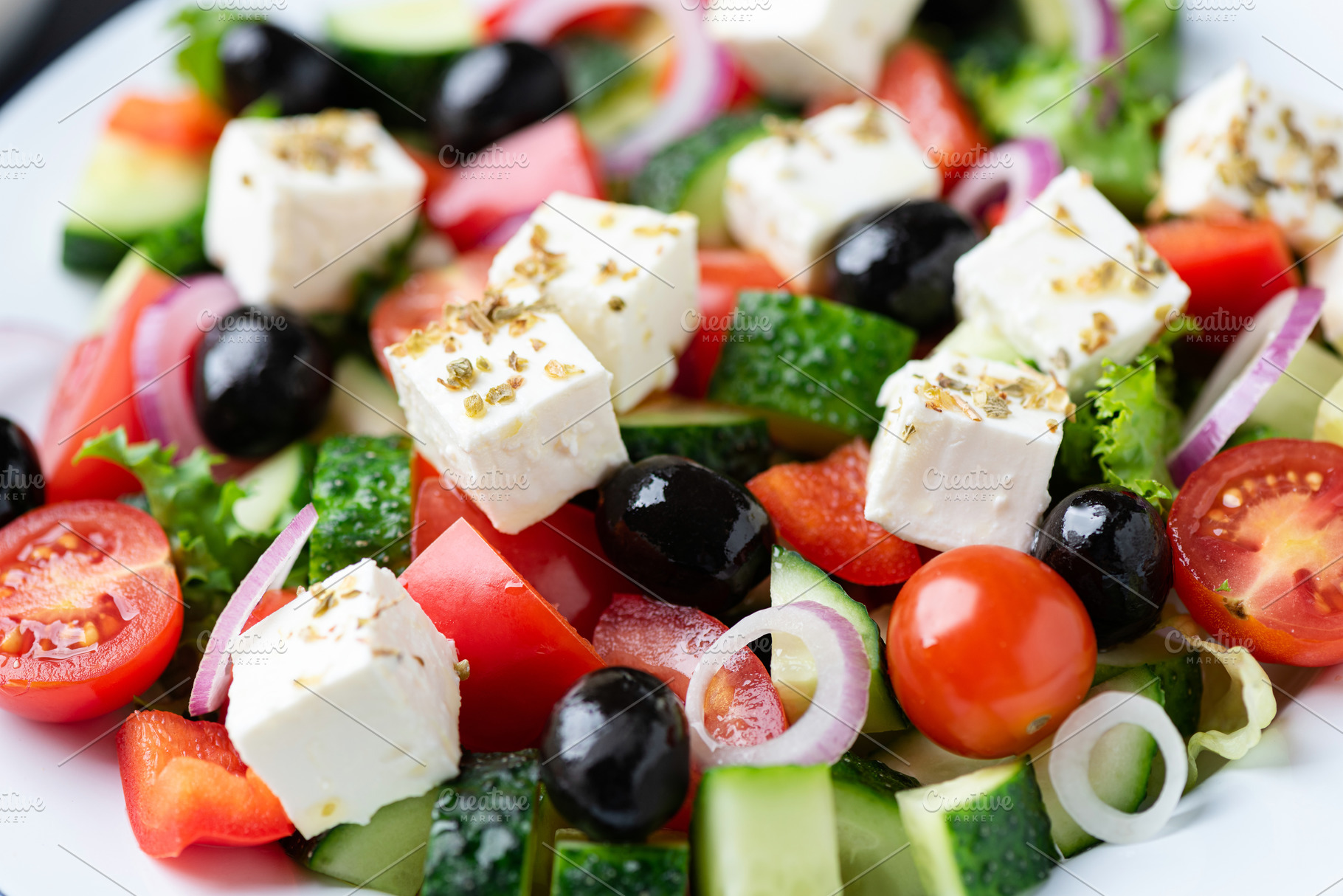 Greek salad with feta and olives, a Food & Drink Photo by The baking man