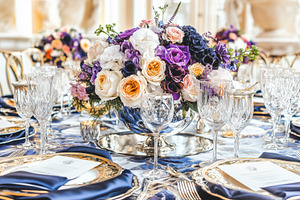 A beautifully arranged table setting featuring an elegant floral centerpiece wi, an Arts & Entertainment Photo by Textures & Backgrounds