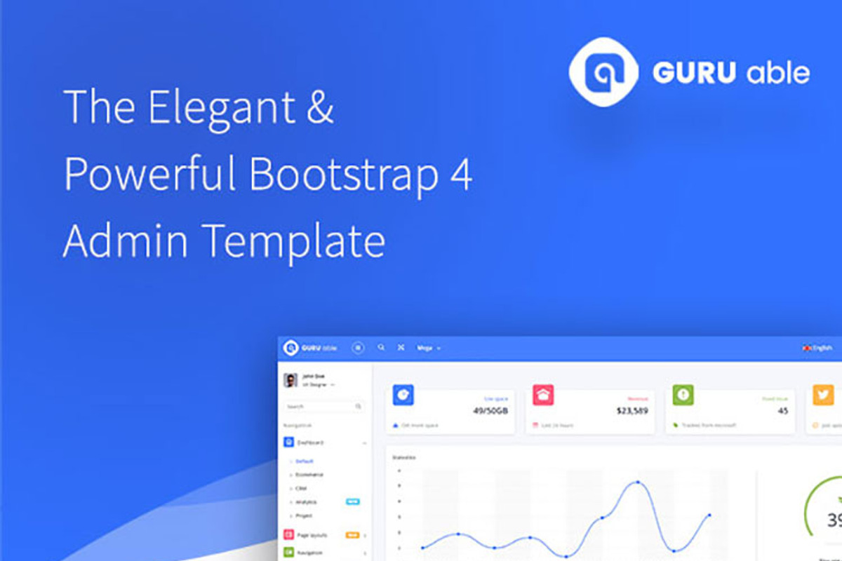 Guru Able BS 4 & Angular 4 Dashboard, a HTML Template by codedthemes