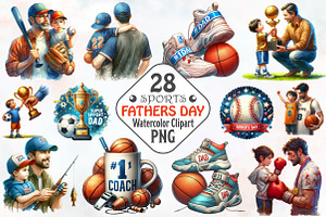 Sports Fathers Day Watercolor Png, an Illustration by RobertsArt