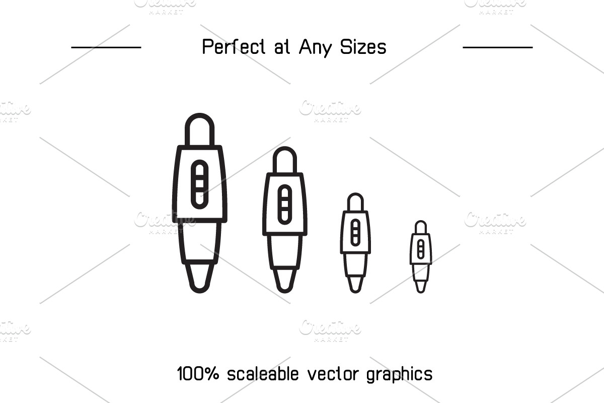 Pen and Writing Tools Icons Set, an Outline Icon by Designfour (Photo 7 of 7)
