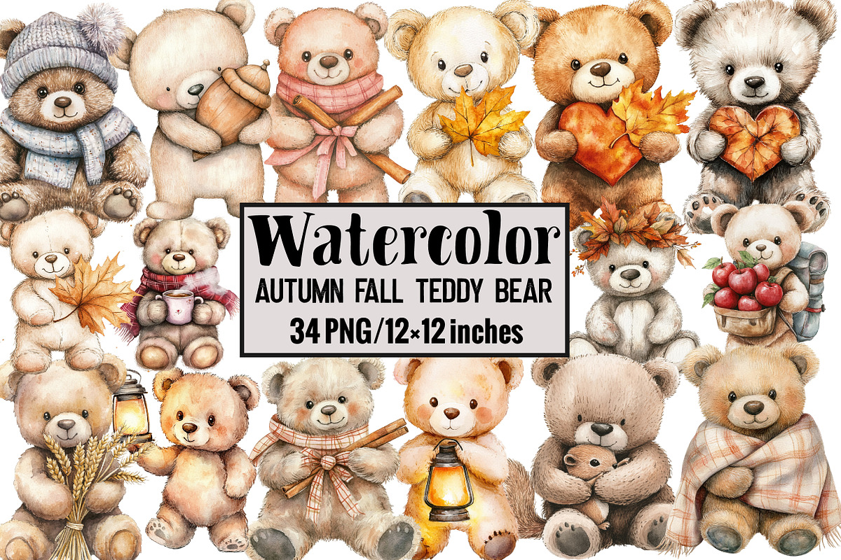 Autumn Fall Teddy Bear, an Illustration by Design Market (Photo 1 of 4)