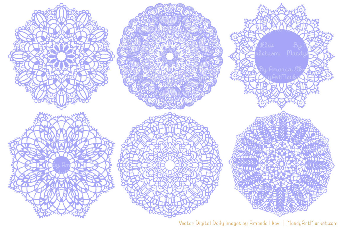 Periwinkle Round Lace Doilies, an Illustration by Amanda Ilkov (Photo 3 of 4)