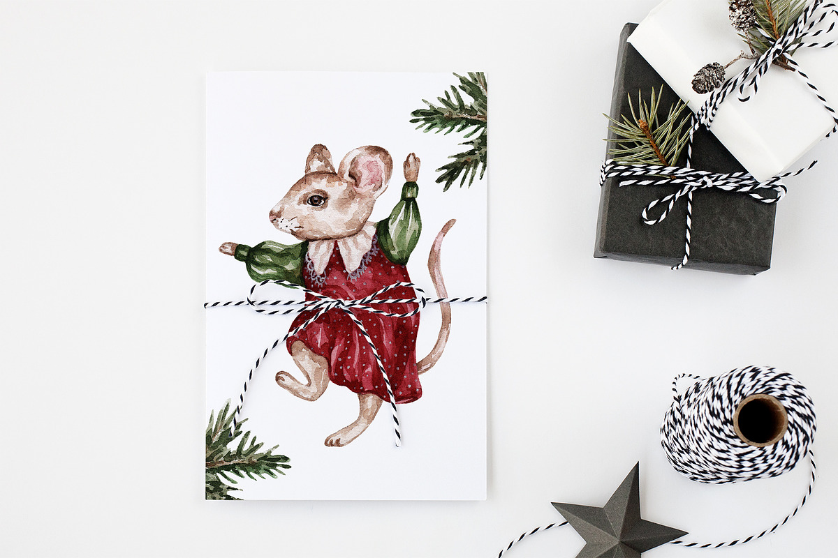 Watercolor Christmas Mouses, an Animal Illustration by Miracles Everywhere (Photo 6 of 6)