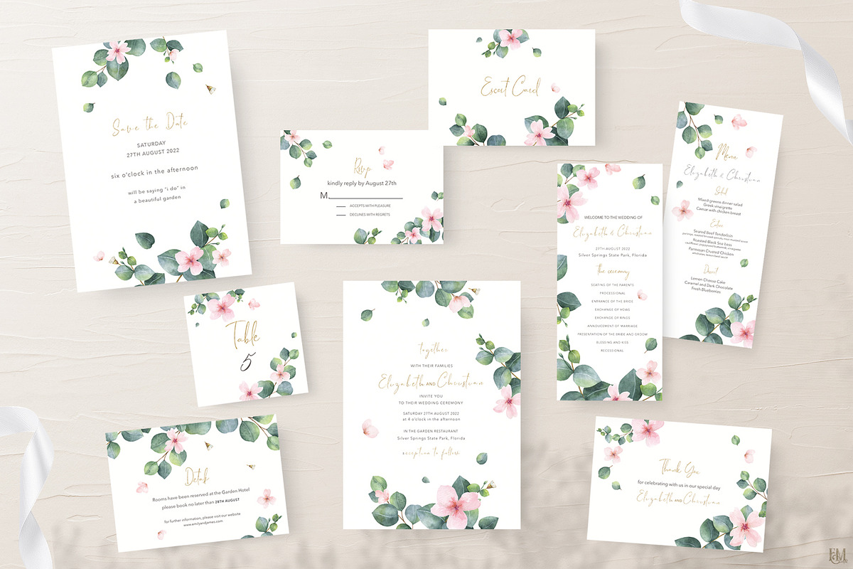 Wedding Watercolor Suite., an Invitation Template by Elena Medvedeva (Photo 1 of 6)