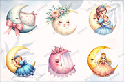 Watercolor Baby Dreamy Princess Moon, a Graphic by designcity5 (Thumbnail 3 of 5)