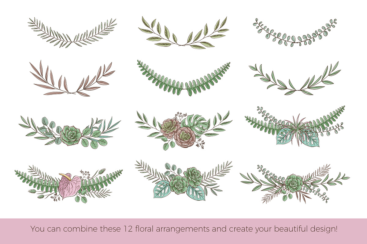 Tropical floral set | 105 elements!, an Object Illustration by bariskina (Photo 9 of 14)
