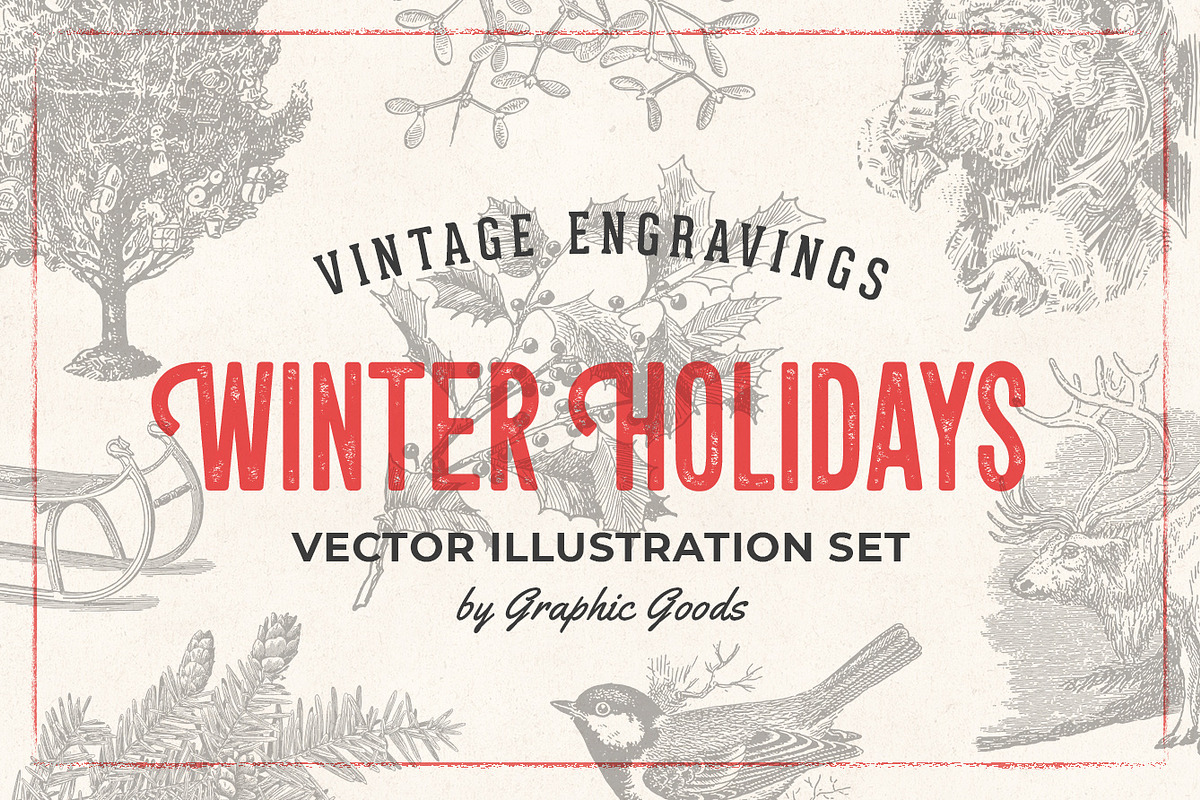 Winter Holidays - Vintage Engravings, a Decorative Illustration by Graphic Goods (Photo 1 of 10)