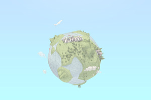 Cartoon Low Poly Earth Planet