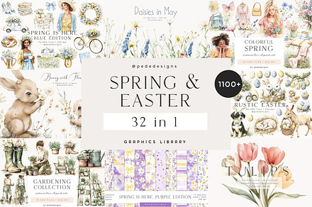 Spring & Easter Bundle, a Seasonal Illustration by PeDe Designs