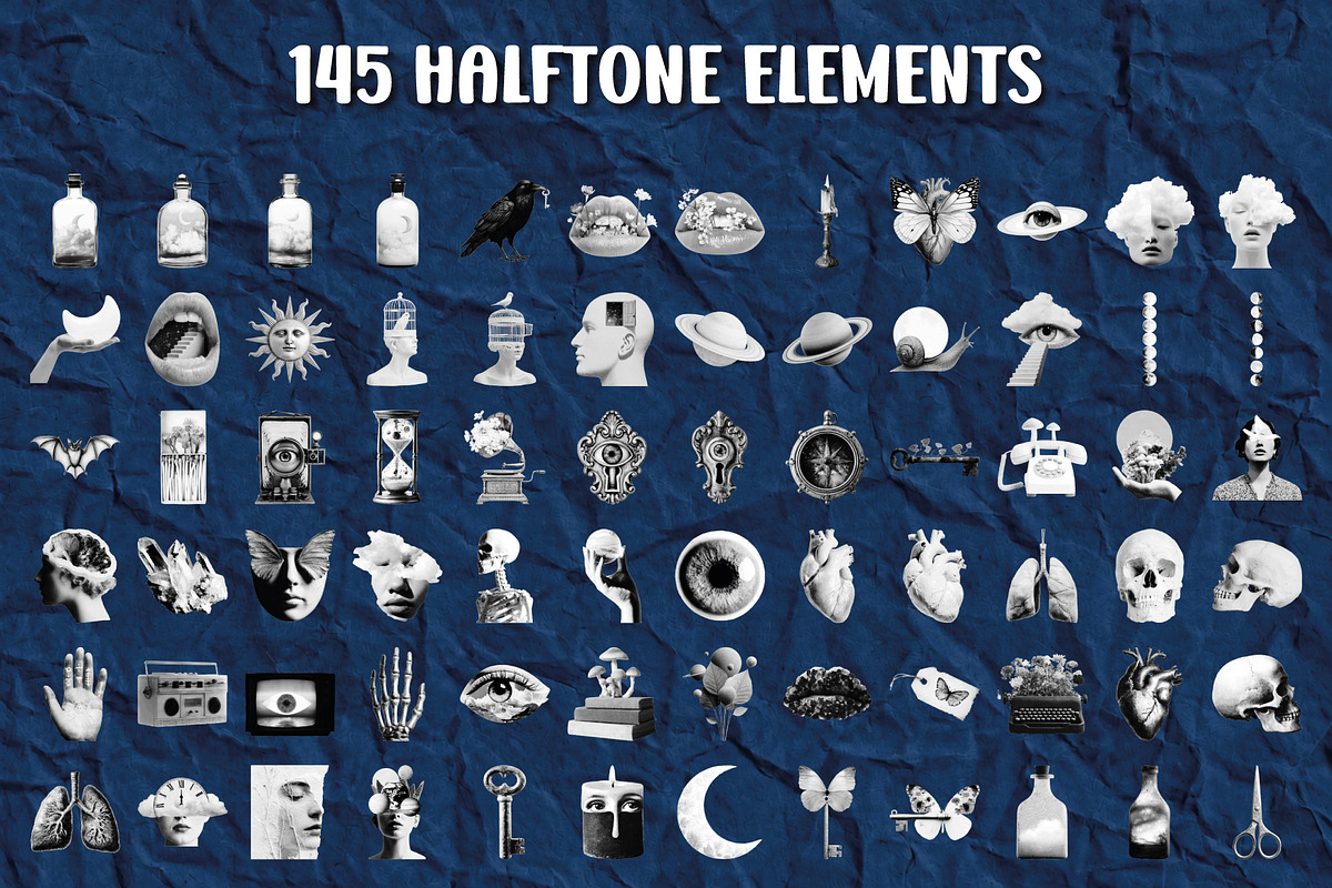 Halftone Collage Elements: Oddities, an Object Graphic by Le.nart (Photo 6 of 8)