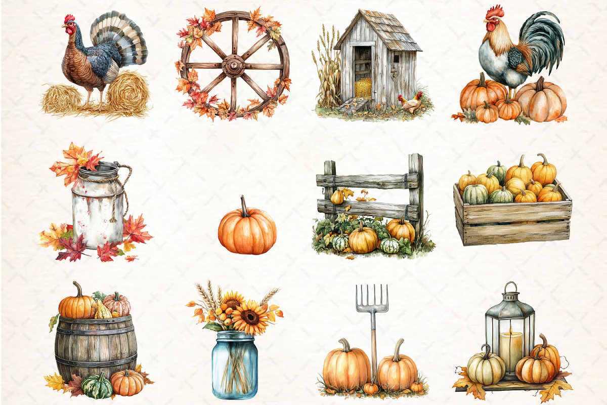 Rustic Farm Thanksgiving Clipart, an Illustration by DreamCafeArt (Photo 2 of 6)