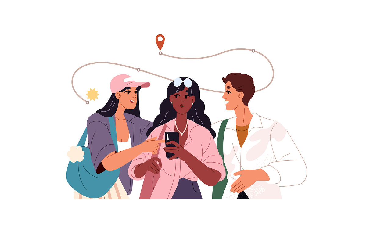 Tourists travel with map set, a Person Illustration by PaperTrident (Photo 4 of 9)
