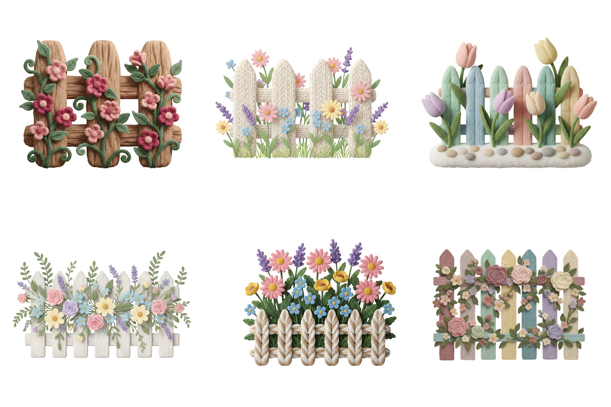 Watercolor Fence Flowers Clipart, an Illustration by GatewayDesign (Photo 3 of 3)