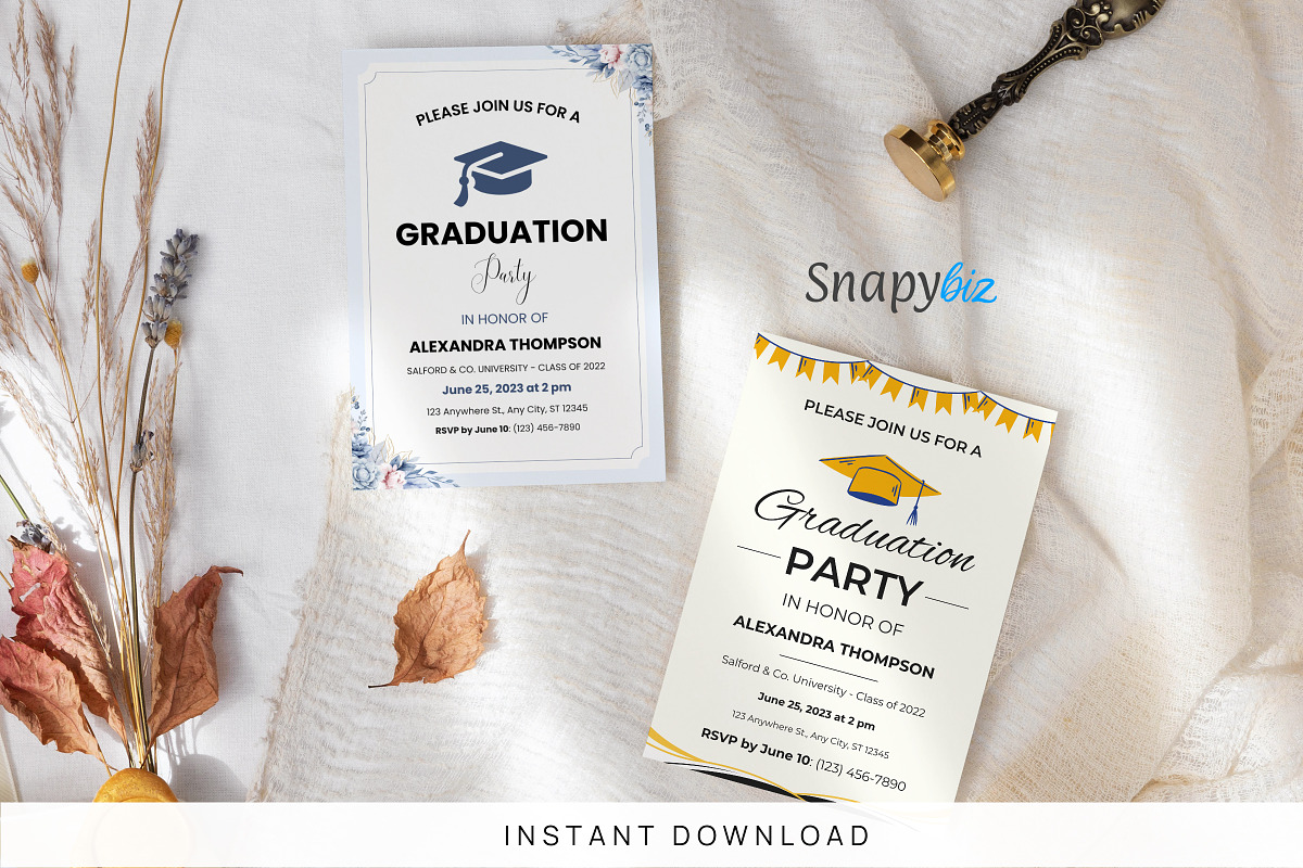 Graduation Invitation Canva Template, an Invitation Template by Snapybiz (Photo 7 of 10)