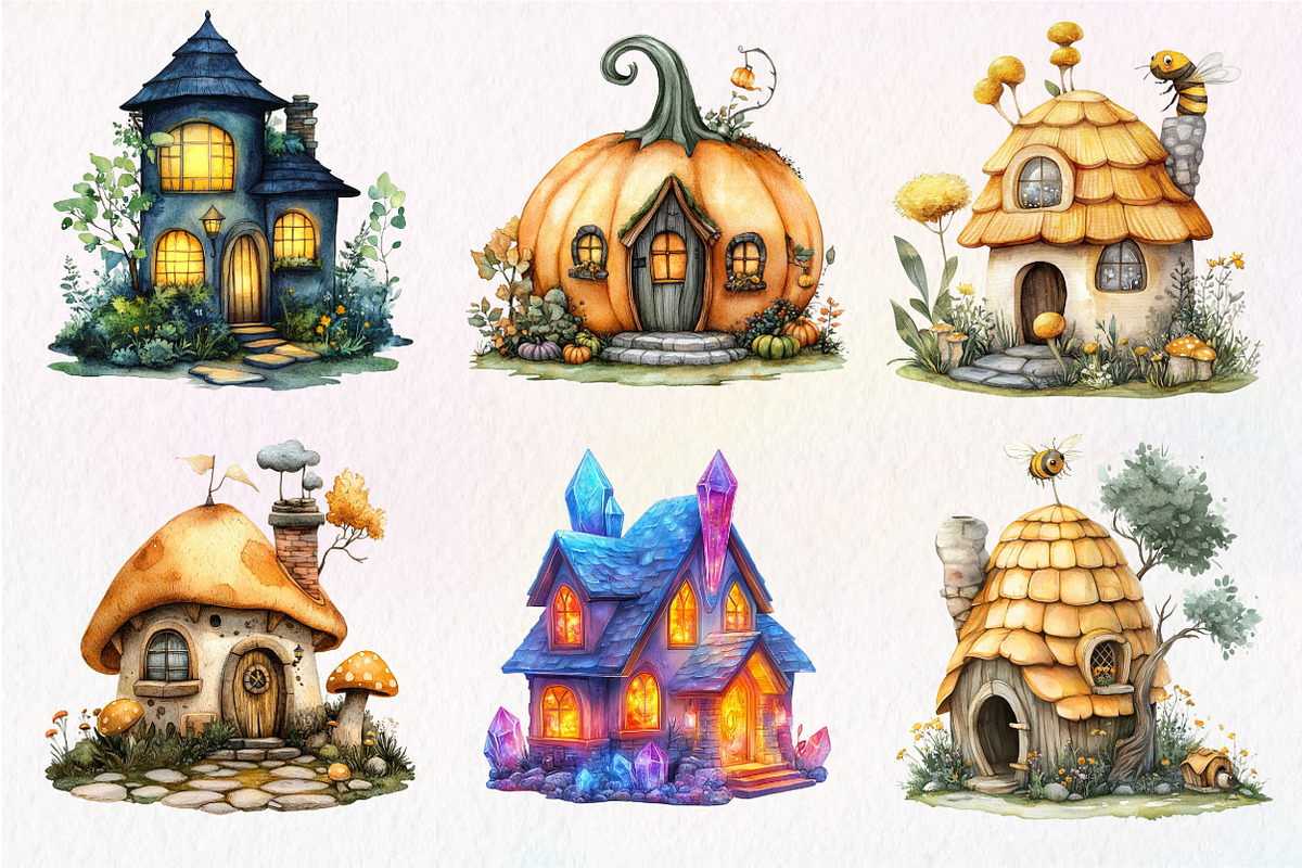 Watercolor Hollow House Clipart, an Illustration by Dream Creation (Photo 2 of 7)