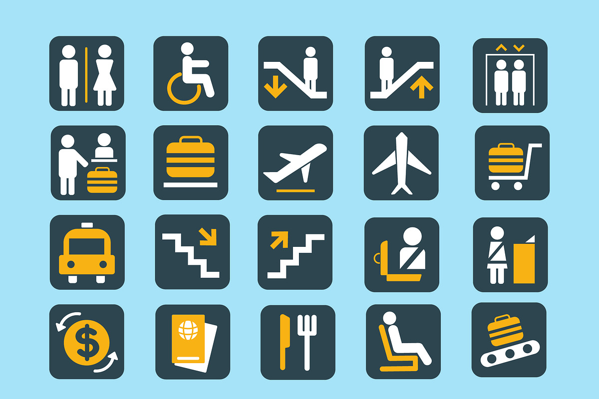 Airport Signage Illustration Set