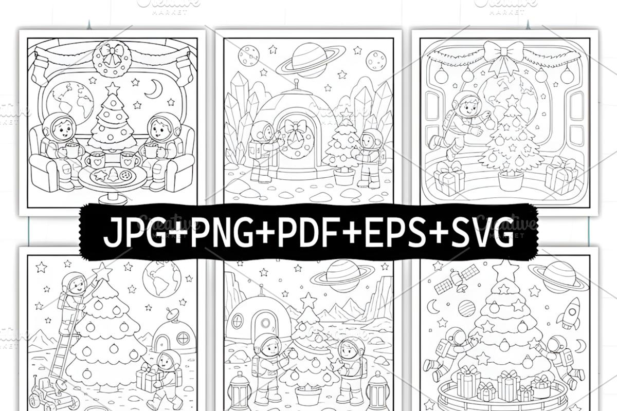 Christmas in Space Coloring Book, a Seasonal Illustration by Coco Bloom (Photo 2 of 7)