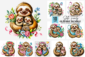 Mother Sloth Holding Baby Sloths PNG, a Graphic by Clipart Bloom