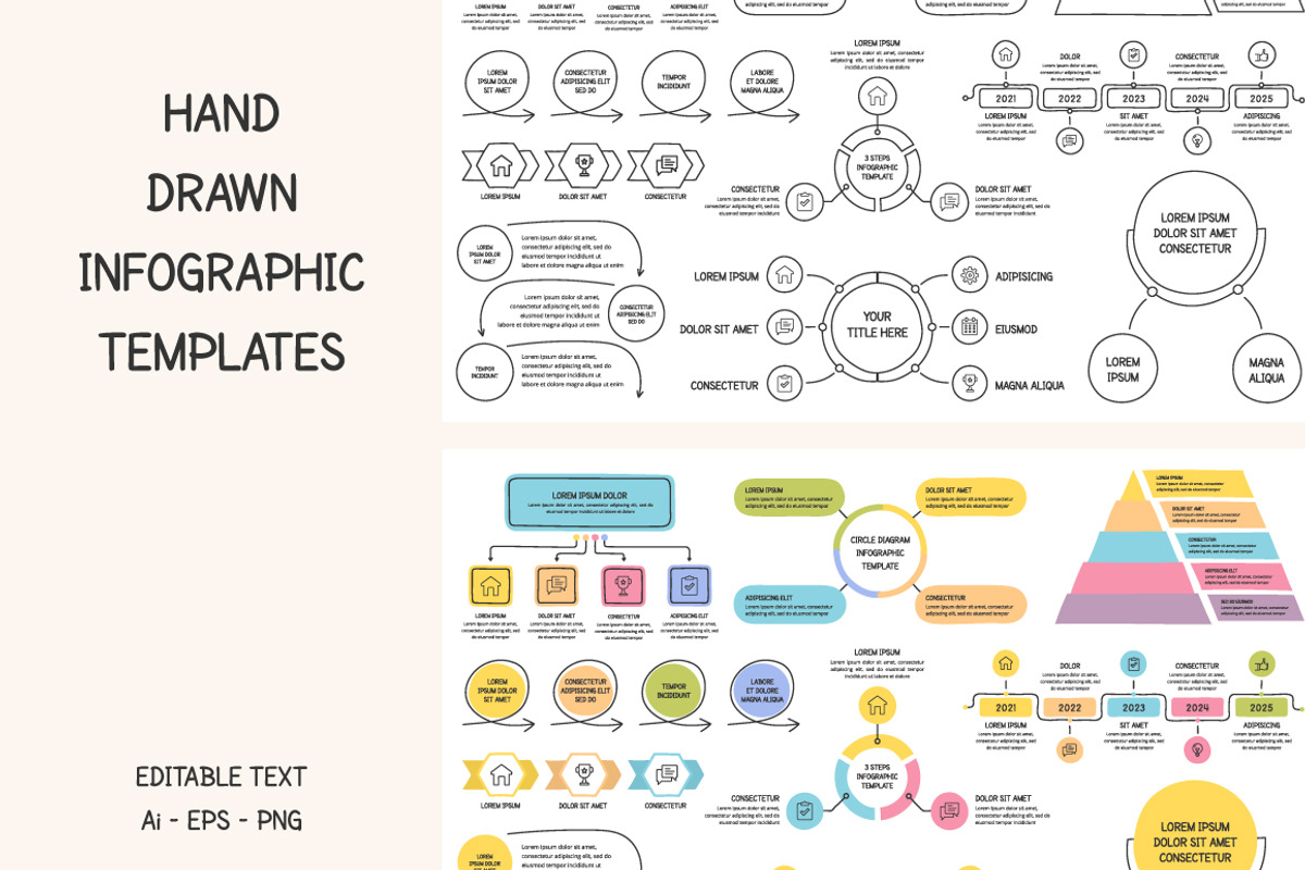 Hand Drawn Infographic Templates, a Graphic by PixMarket (Photo 1 of 5)