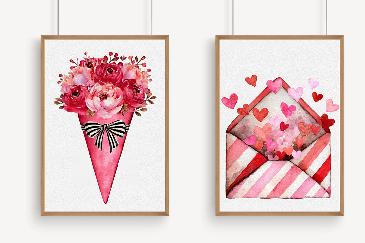 Watercolor Valentines Day Clipart, an Illustration by Libby Wishes (Photo 3 of 7)