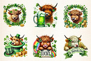 St Patrick's Day Peeking Highland, a Seasonal Illustration by DreamArtGraphic (Thumbnail 2 of 5)