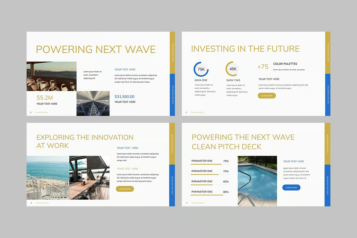 Clean Pitch Deck Keynote Templates, a Presentation Template by Fit-tee (Photo 2 of 4)