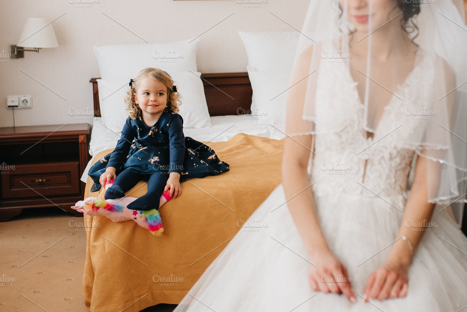 portrait of a bride girl with red hair in a white wedding dress, a Person Photo by Weddings, People, Travel