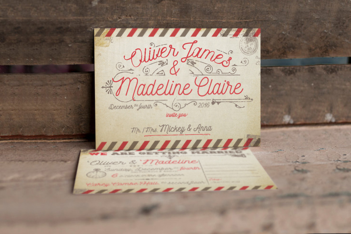 Vintage Airmail Wedding Suite, an Invitation Template by BlueRobinDesignShop (Photo 1 of 6)
