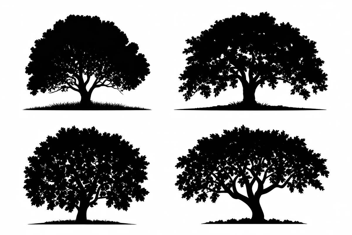 Four unique tree silhouettes, design, an Illustration by Amazin_art (Photo 6 of 11)