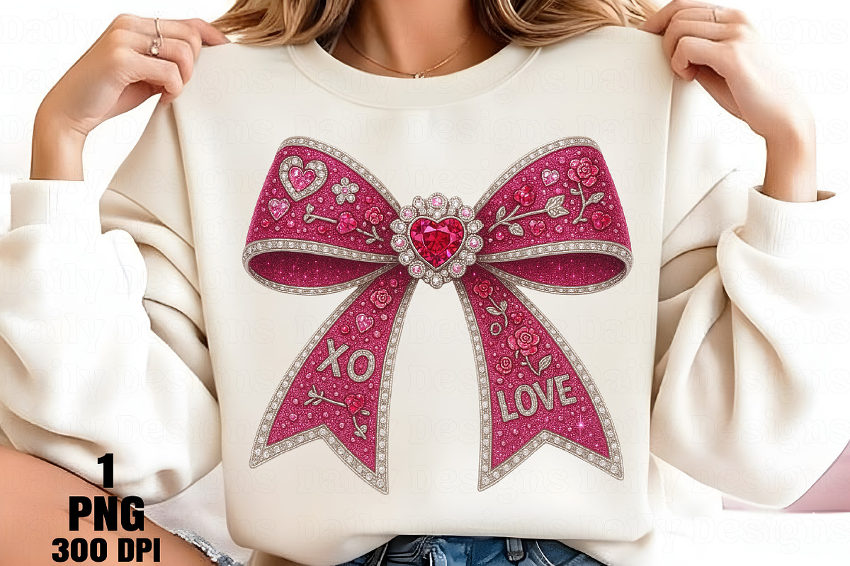 Rhinestone Valentines Bow Png, an Illustration by Daily.Designs (Photo 2 of 5)