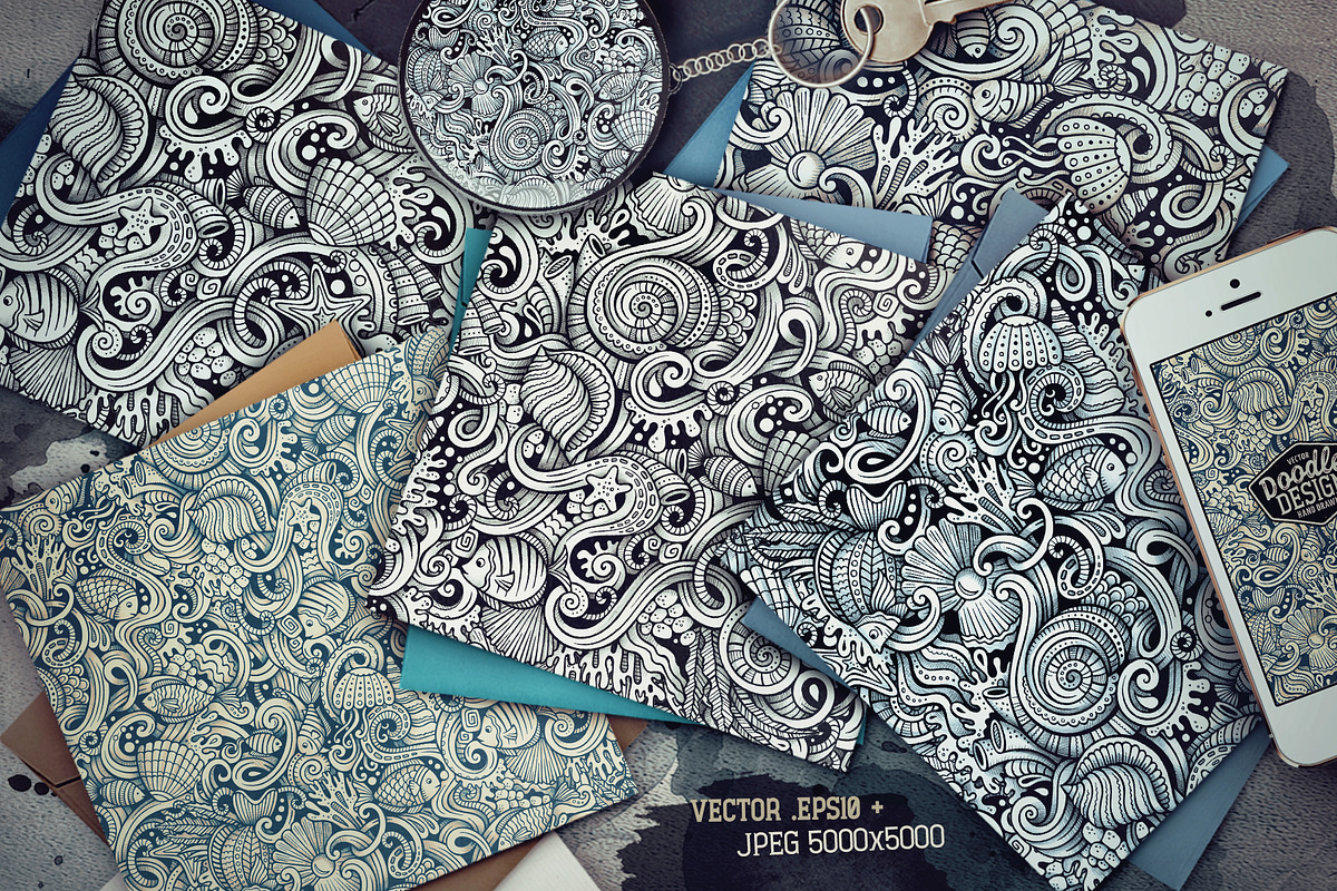 Underwater Graphics Patterns, a Decorative Illustration by BALABOLKA (Photo 2 of 6)