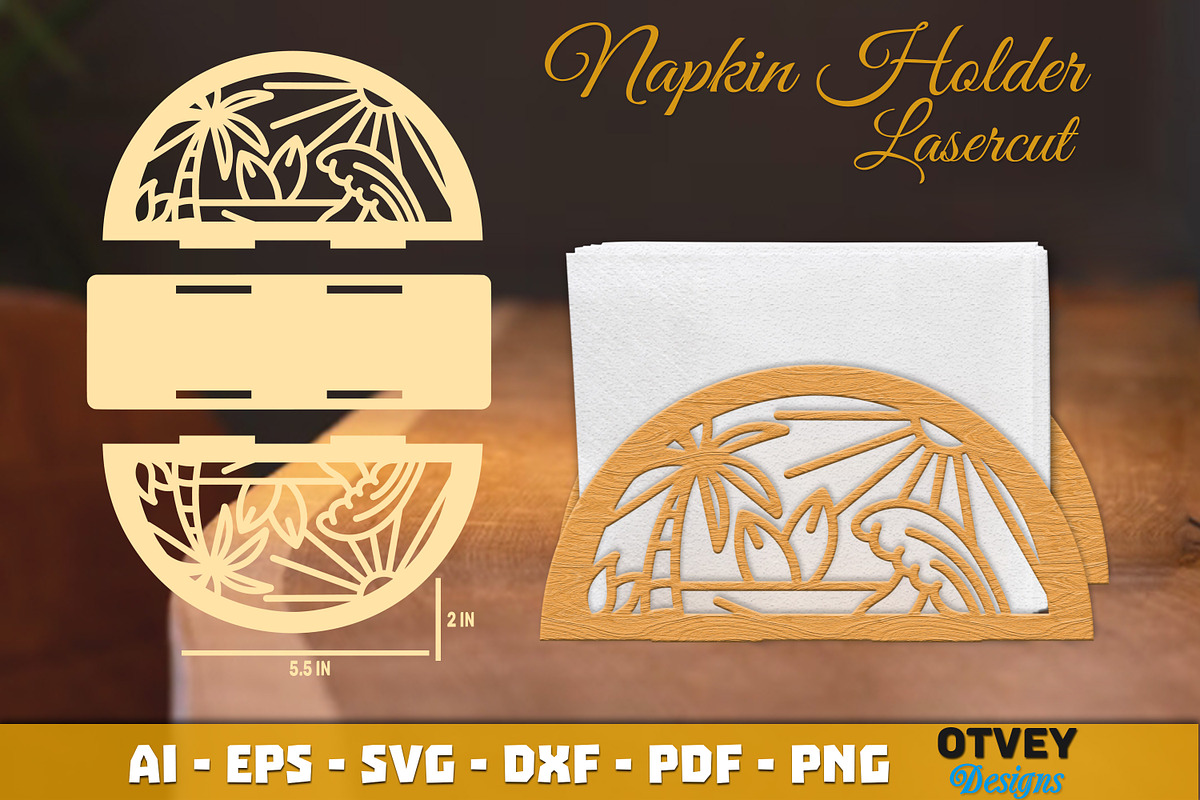 Beach Sunset Napkin Holder Lasercut, an Object Graphic by OTVEY DESIGN (Photo 9 of 13)