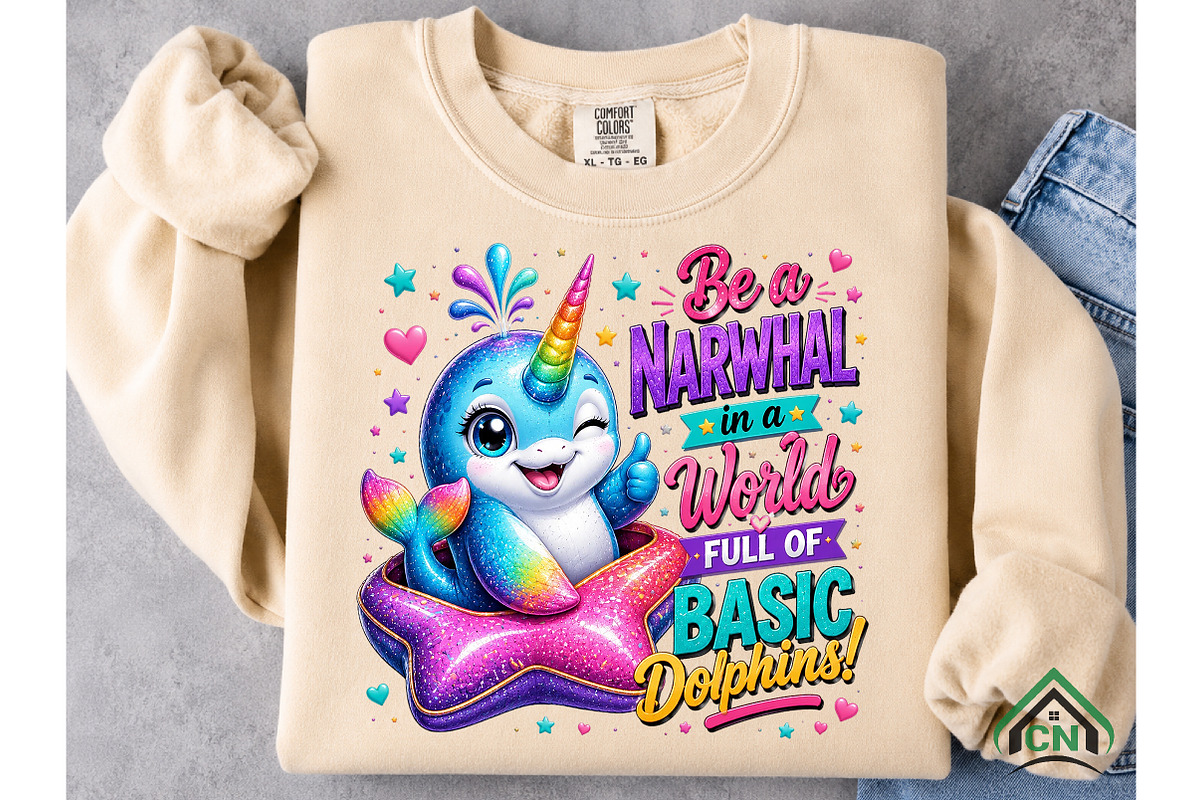 Sparkly Narwhal Rainbow PNG, a Seasonal Illustration by Craft Nest (Photo 5 of 5)