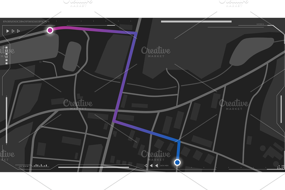 City dark style map, a Technology Illustration by SkyVectors